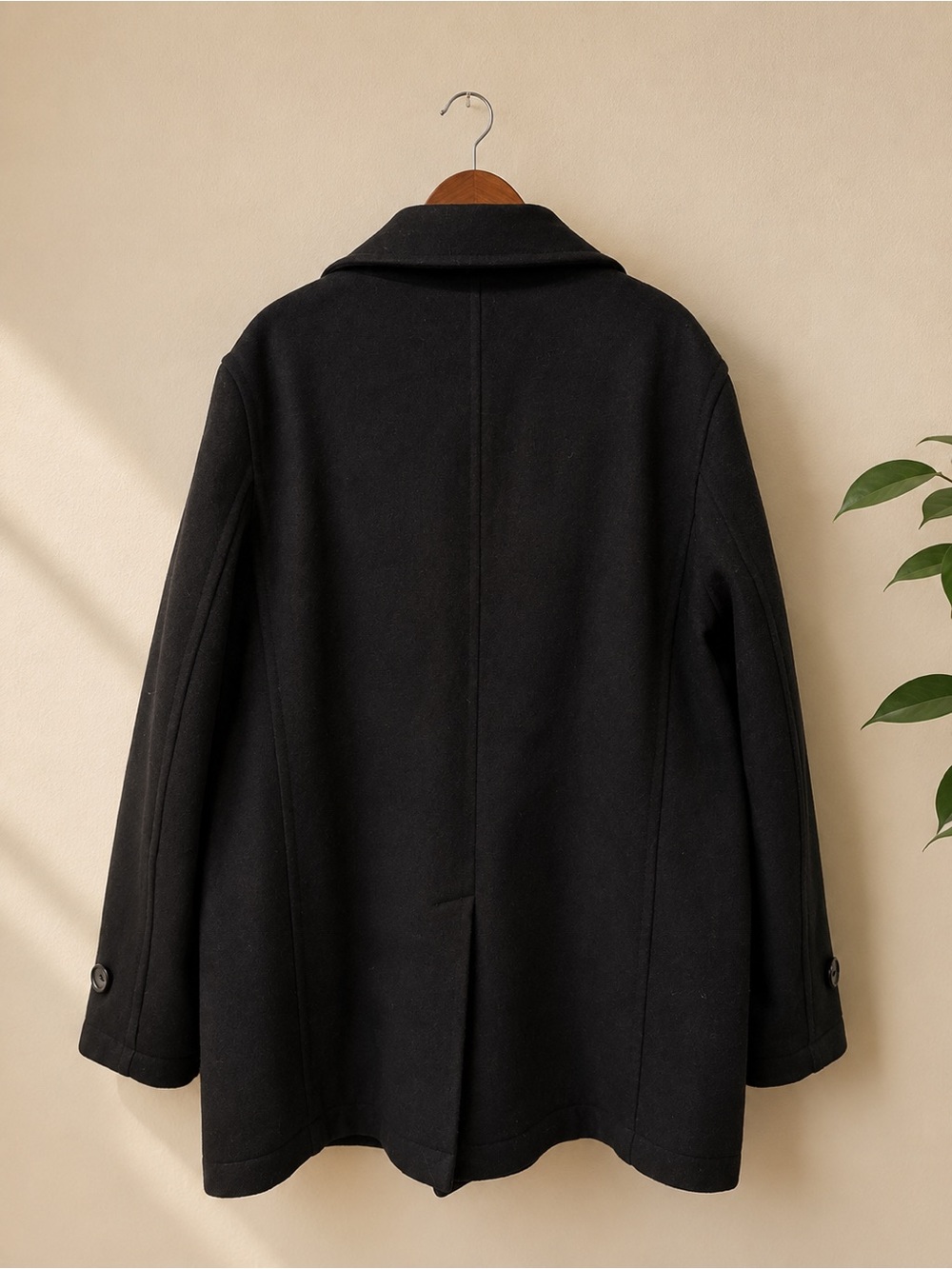NWT Quince Wool Cashmere Peacoat Black XL Double Breasted Winter Coat Men - Picture 2 of 8